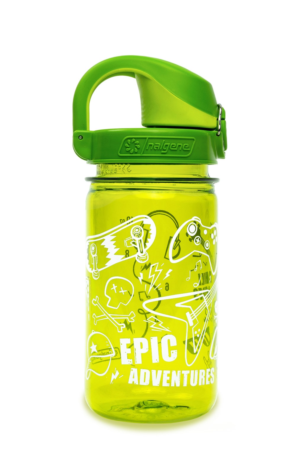 Nalgene product view: 12oz On-The-Fly Kids Lock-Top Bottle with Graphics A1 — 12oz On-The-Fly Kids Lock-Top Bottle with Graphics